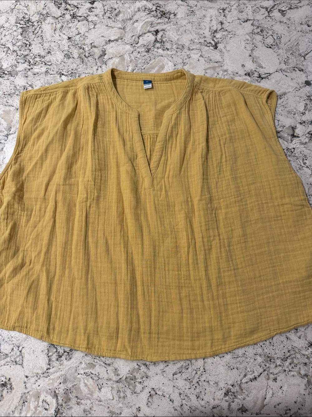 Old Navy Mustard Split V-Neck Cotton Tunic